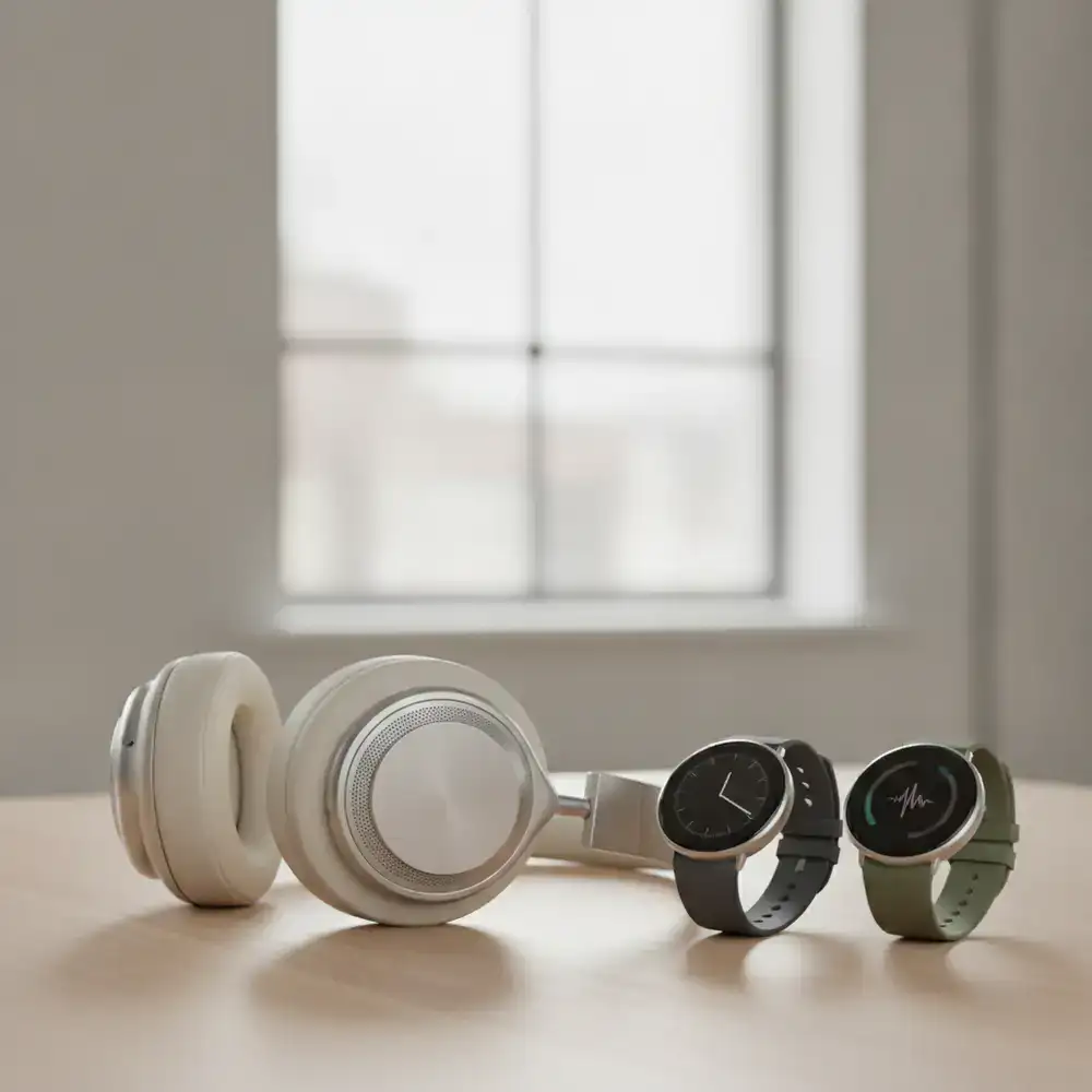 High-fidelity wireless headphones and smartwatches